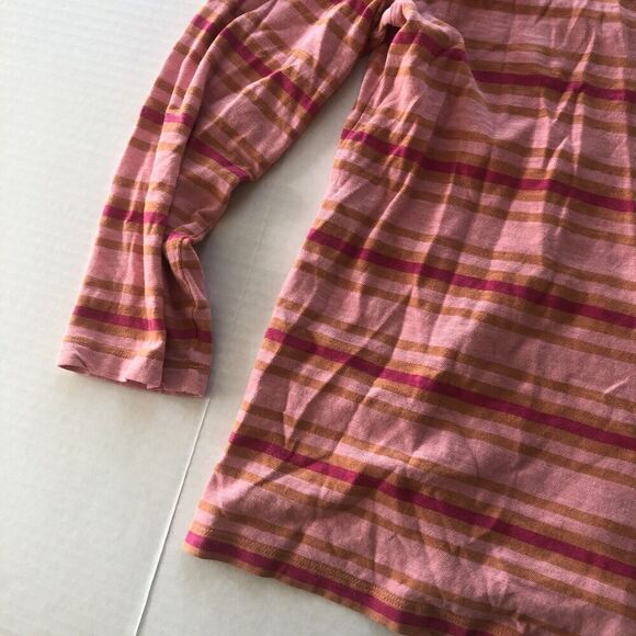 J Crew Slub Tee Knit Goods Pink Orange Stripe 3/4 Sleeve Top Sz M A22 - Picture 2 of 4